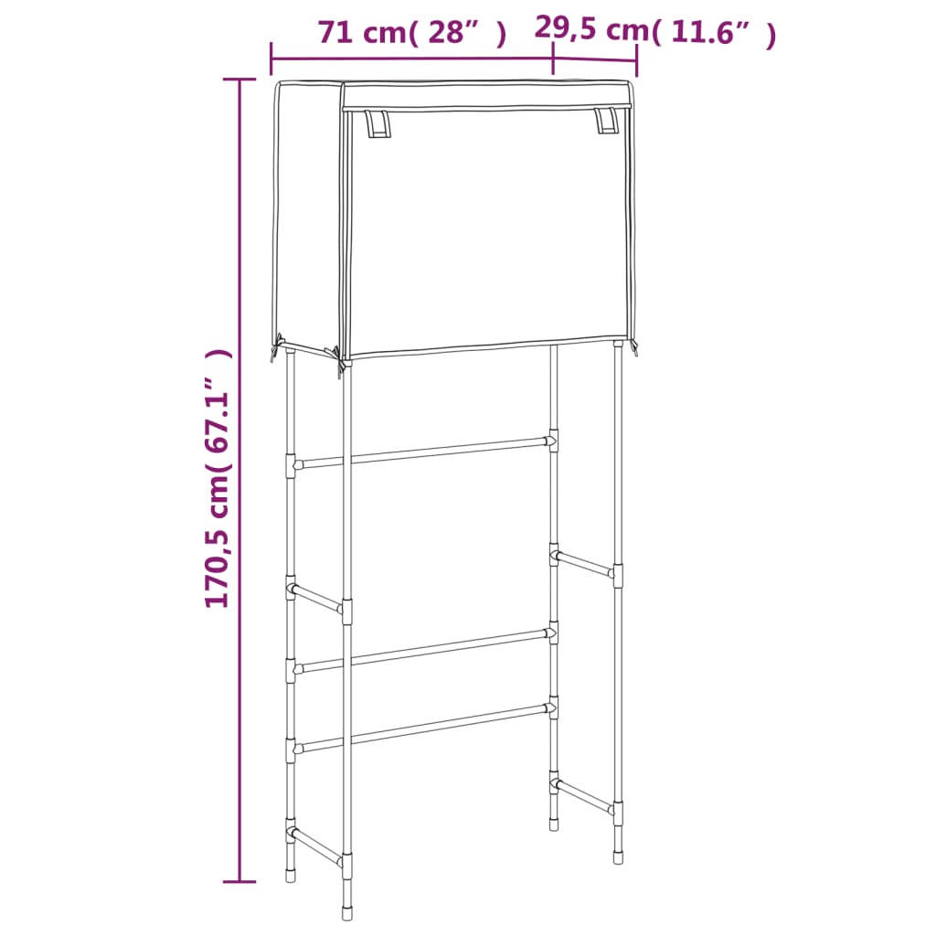 Storage rack above washing machine 71x29.5x170.5 cm iron - black - number 9.