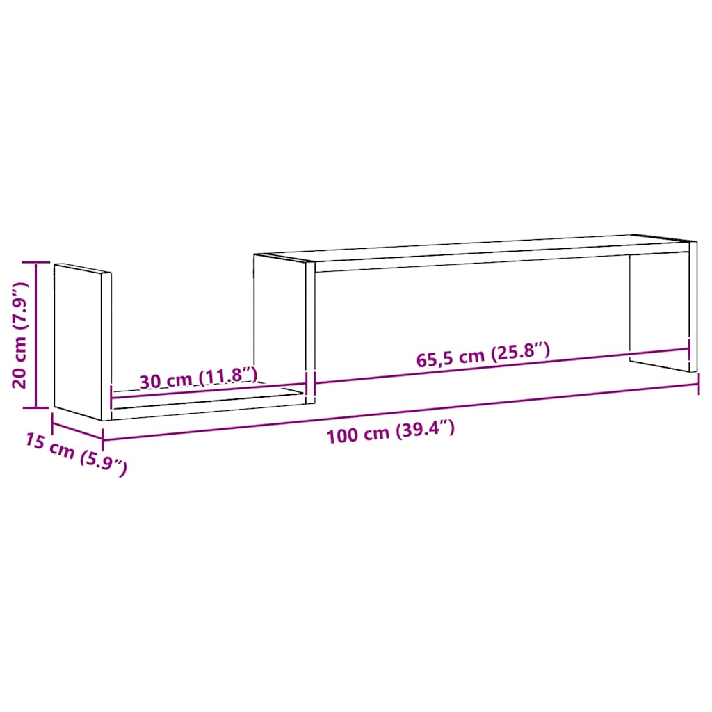 Wall shelves pc. 100x15x20 cm engineered wood smoked oak - number 8.