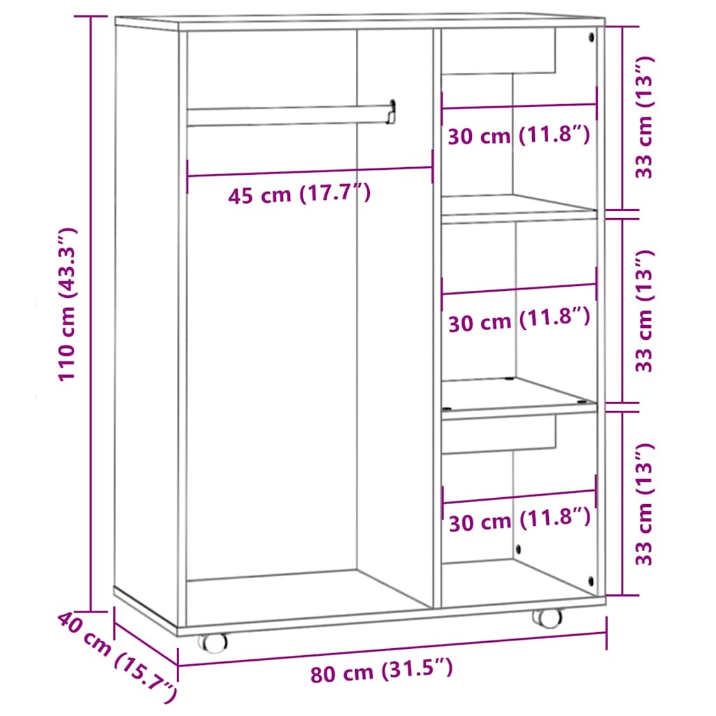 Ormar 80x40x110 cm konstruirano drvo - sivi sonoma hrast, 1 - number 7.