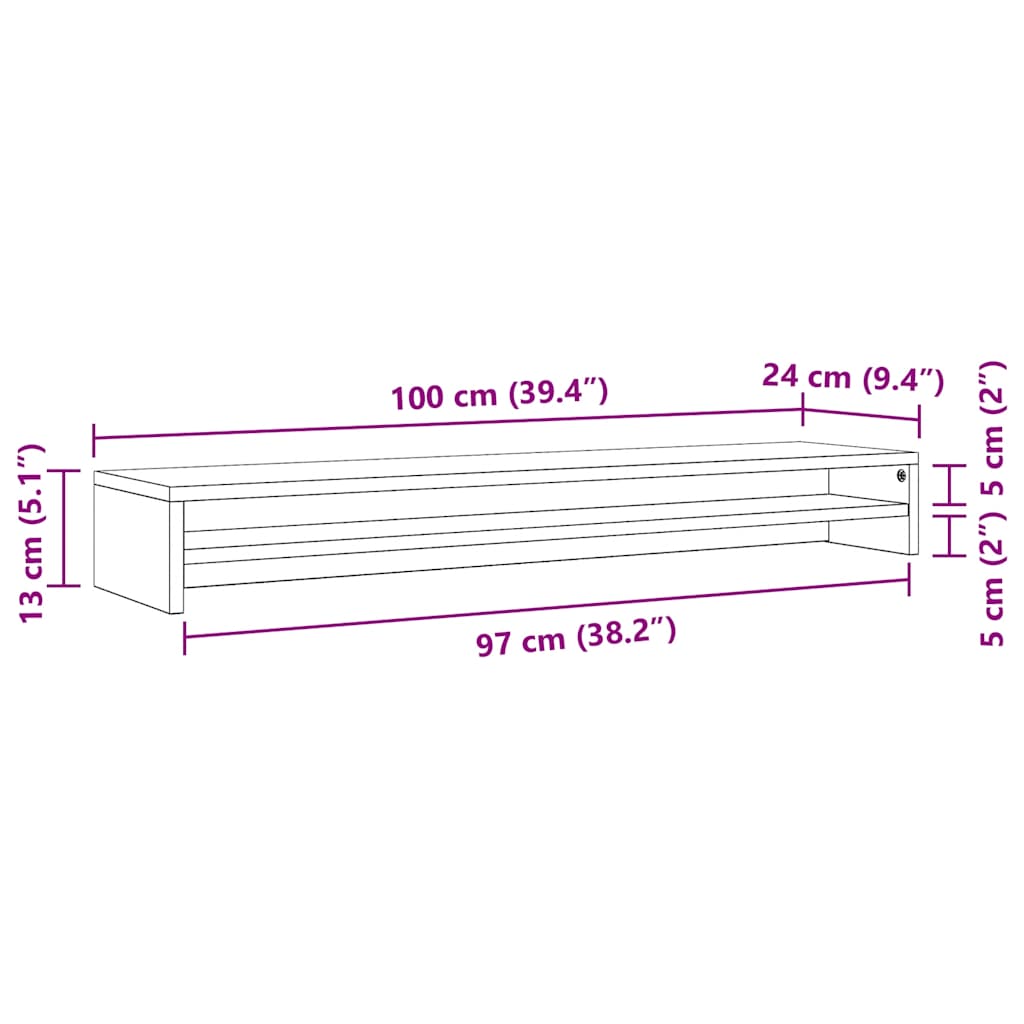 Stalak za ekran 100x24x13 cm izrađeno drvo - number 6.