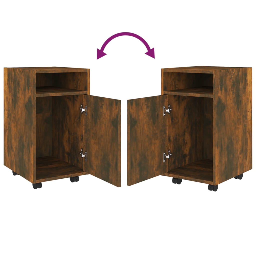 Skab med hjul 33x38x60 cm konstrueret træ - røget eg, 1, x - number 5.