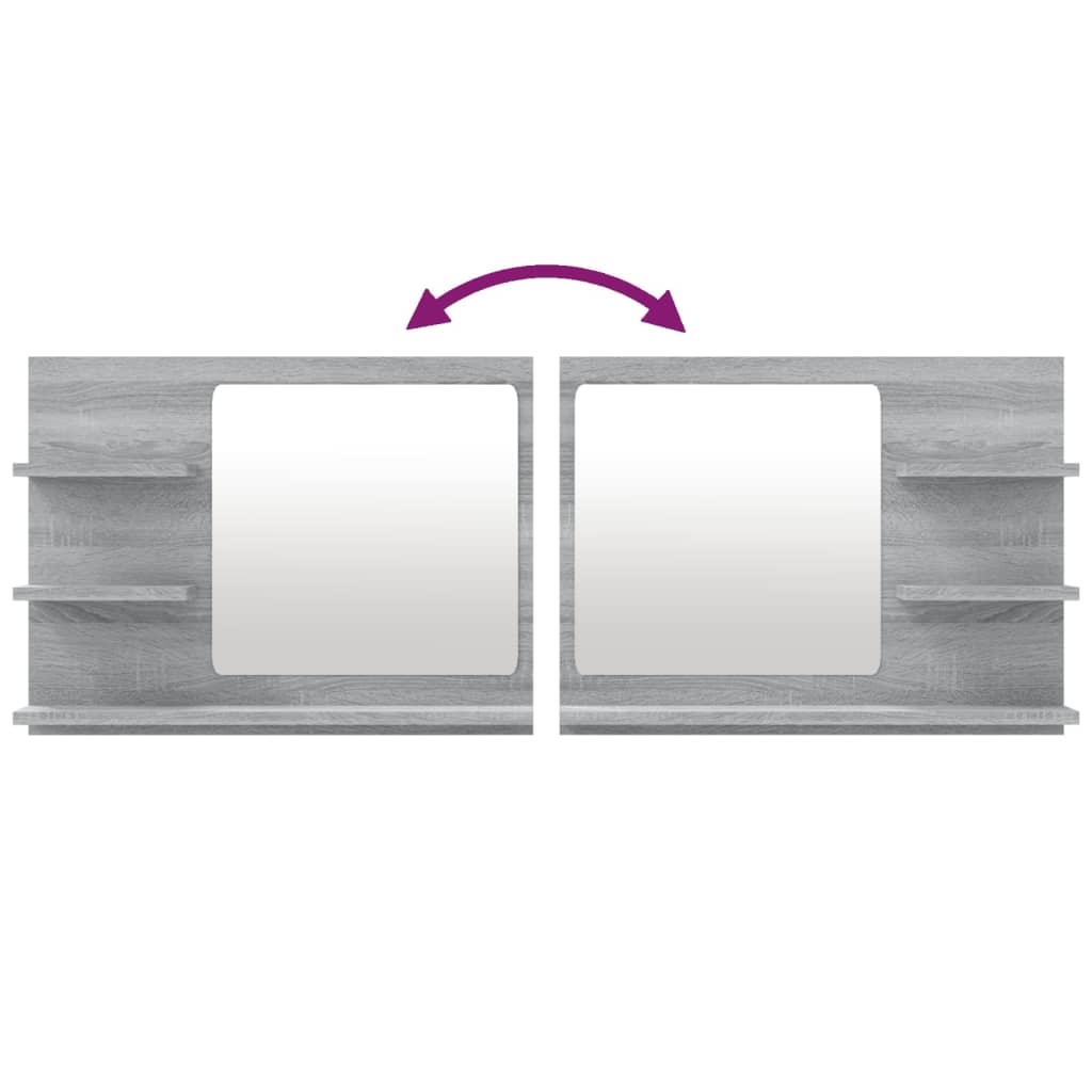 Kupaonsko ogledalo 60x10,5x45 cm konstruirano drvo - sivi sonoma hrast, 1 - number 5.