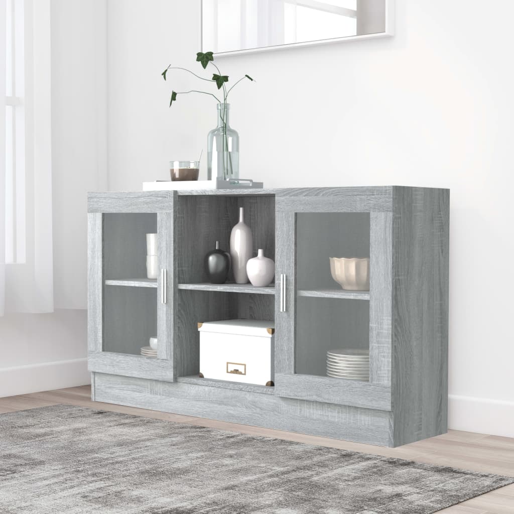 Display cabinet 120x30.5x70 cm engineered wood - gray sonoma oak, 1, engineered wood and glass - number 1.