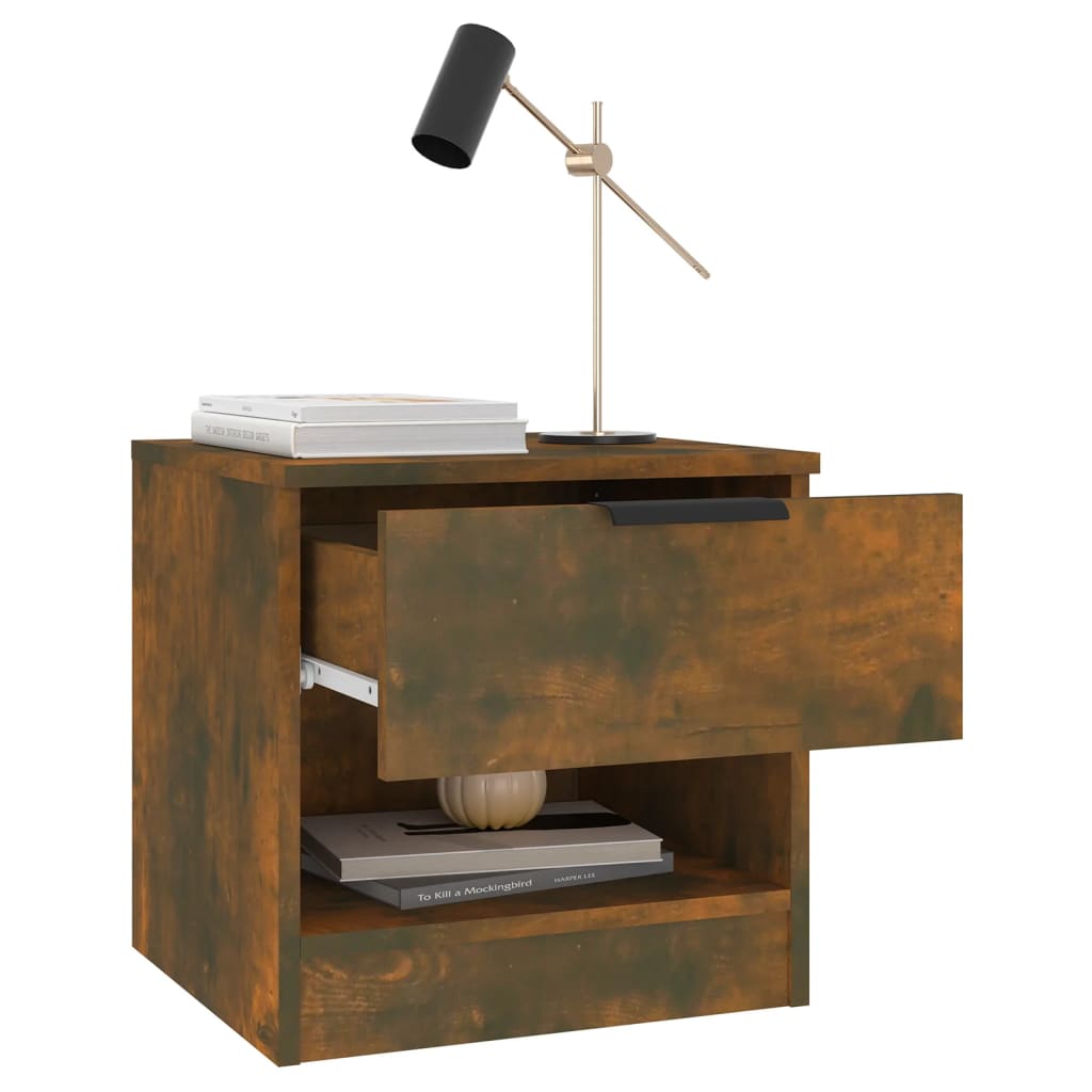 Tables de chevet pc. bois d'ingénierie couleur chêne fumé - chêne fumé, 2 - number 4.