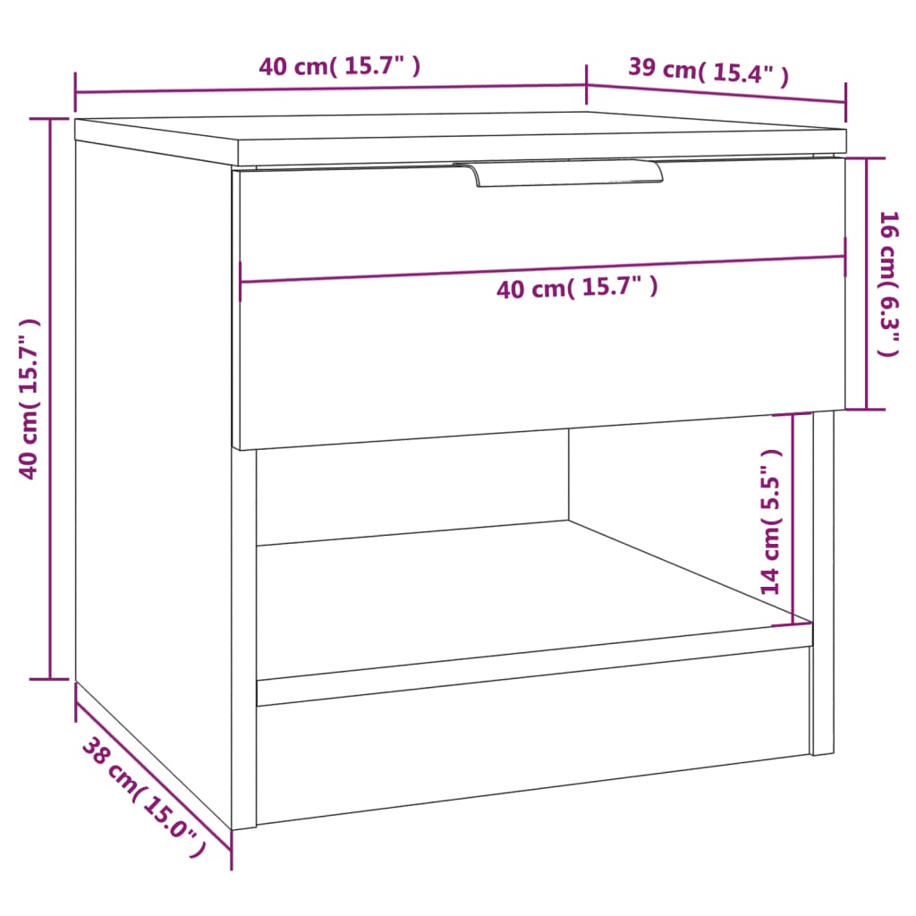 Tables de chevet pc. bois d'ingénierie couleur chêne fumé - chêne fumé, 2 - number 7.