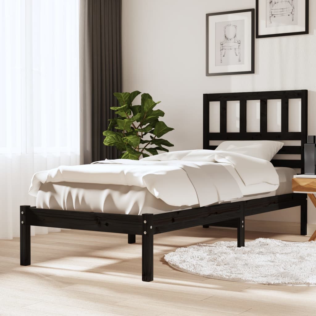 Sengeramme 100x200 cm massivt fyrretræ sort - number 1.
