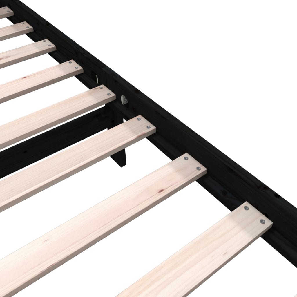 Sengestel 90x190 cm single massivt fyrretræ sort - number 6.