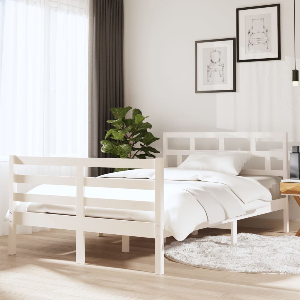 Sengeramme 135x190 cm dobbelt massivt træ hvid - number 1.