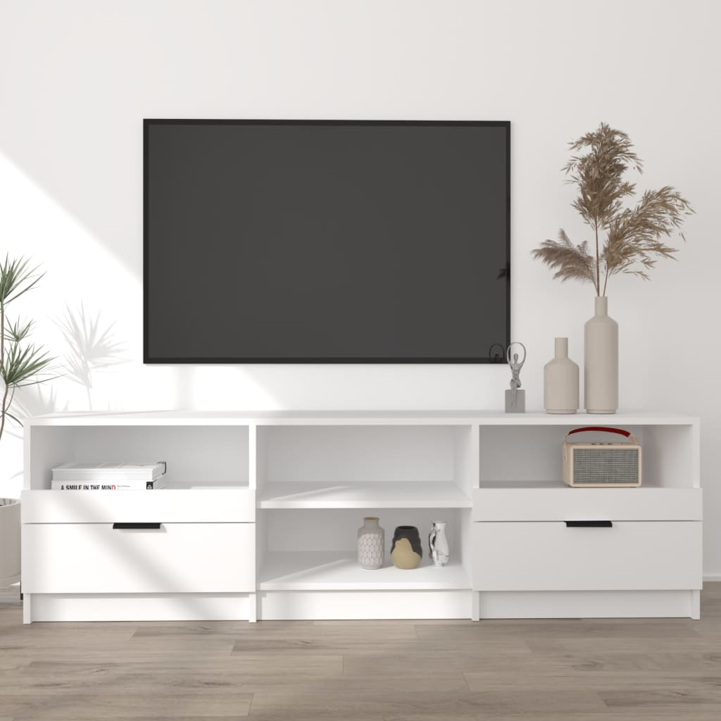 Tv cabinet 150x33.5x45 cm engineered wood - white, 1 - number 1.