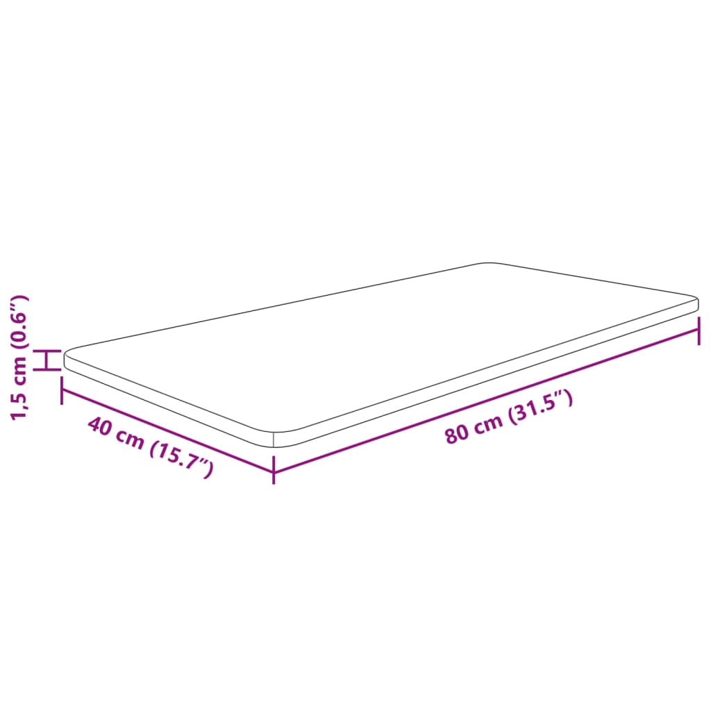 Bordplade til badeværelse 80x40x1,5 cm massivt træ - lysebrun, 80 x 40 x 1.5 cm - number 4.