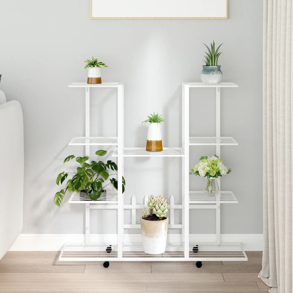 Flower stand 94.5x24.5x91.5 cm iron - white, 1, with wheels - number 1.