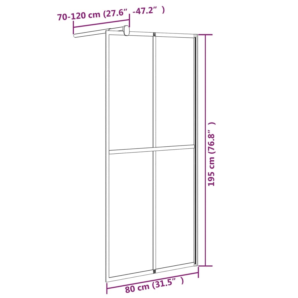 Duschvägg mörkt härdat glas - svart, 80 x 195 cm - number 7.