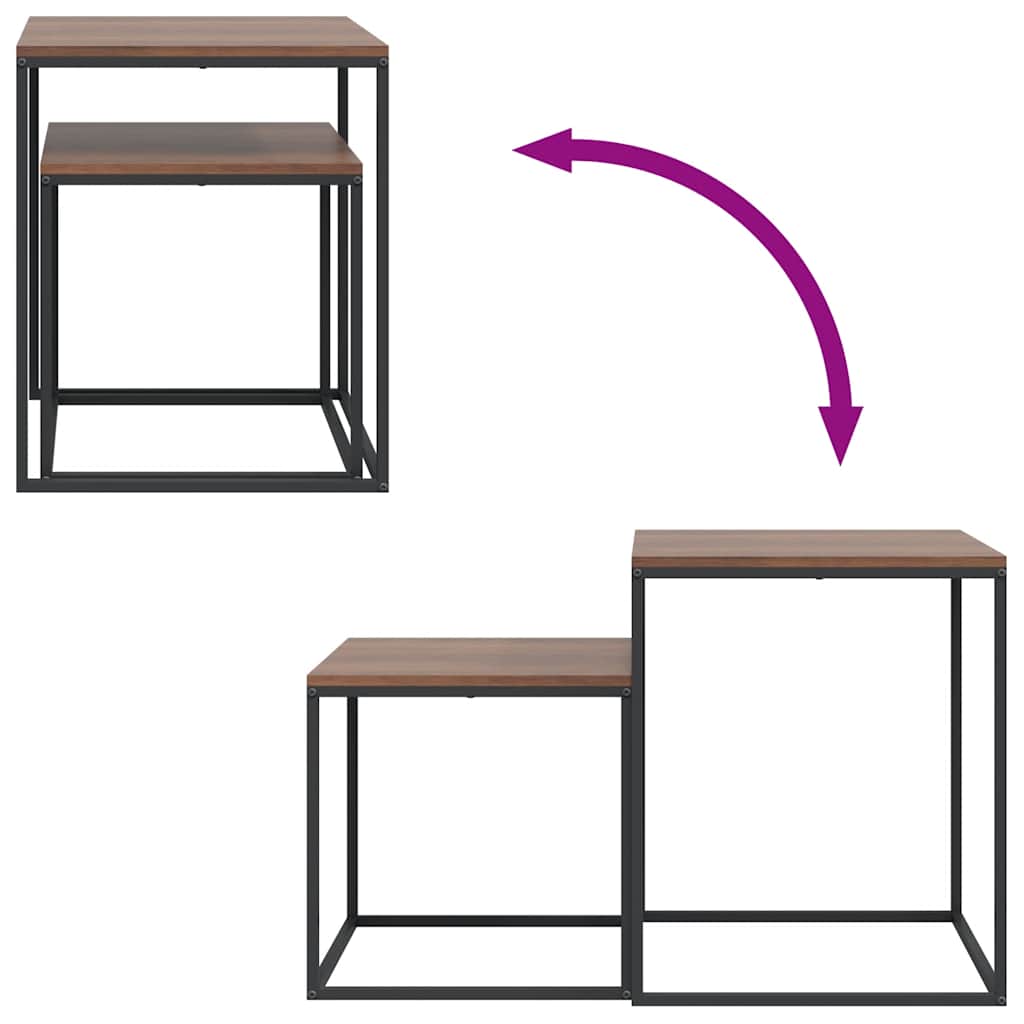 Stoliki kawowe szt. drewno i metal - czarny i brązowy, 2 szt. - number 7.
