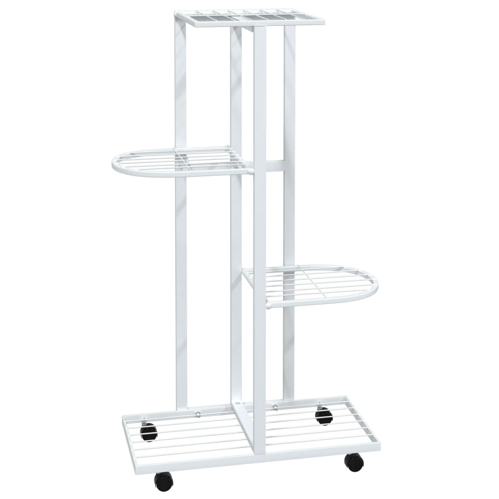 Flower stand 4 levels with wheels iron - white, 44 x 23 x 80 cm, 1 - number 2.