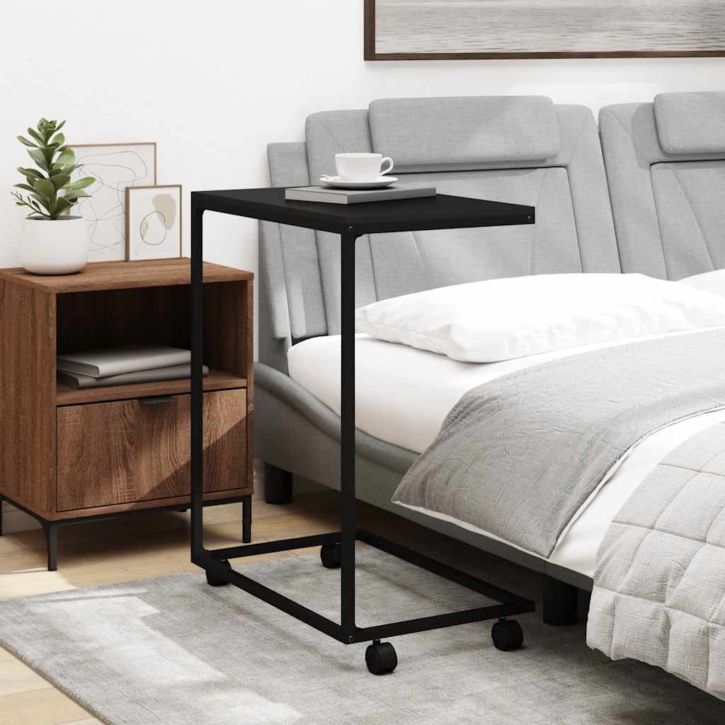 Sidebord konstrueret træ - sort, 55 x 35 x 70 cm, 1, med hjul - number 3.