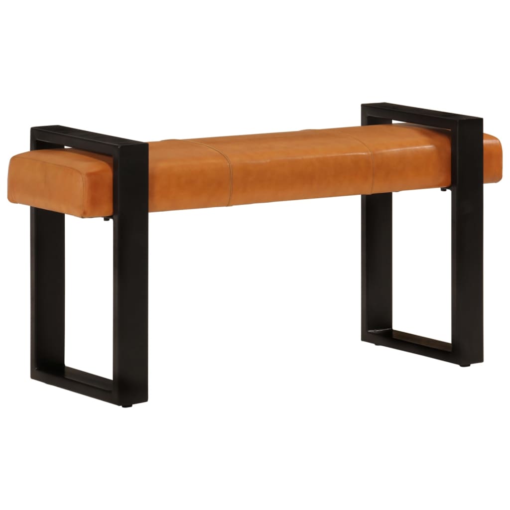 Bænk 110 cm ægte gedeskind sort og brun - number 1.