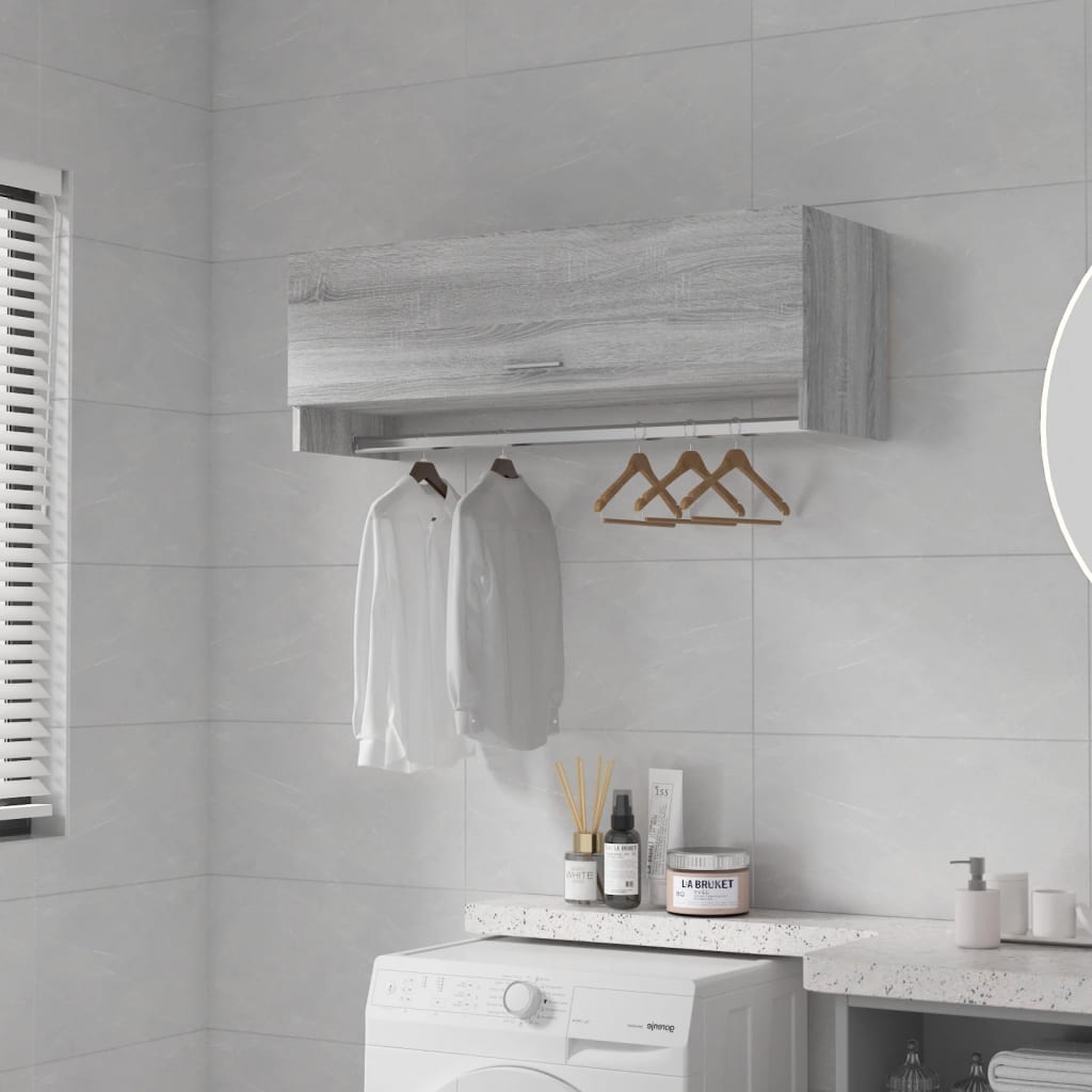 Garderobeskab 100x32,5x35 cm konstrueret træ grå sonoma-eg - number 1.