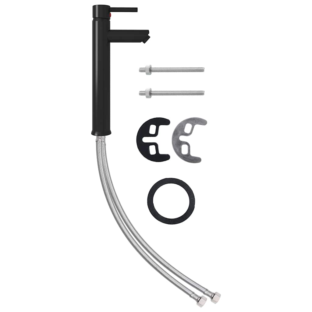 Badrumshandfat med kran och avloppsventil härdat glas - guld, svart kran - number 5.