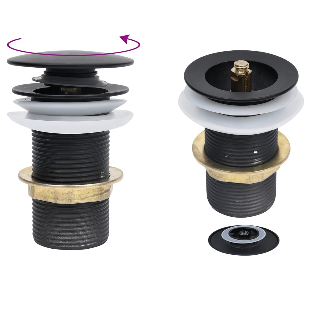 Badrumshandfat med kran och avloppsventil härdat glas - guld, svart kran - number 8.