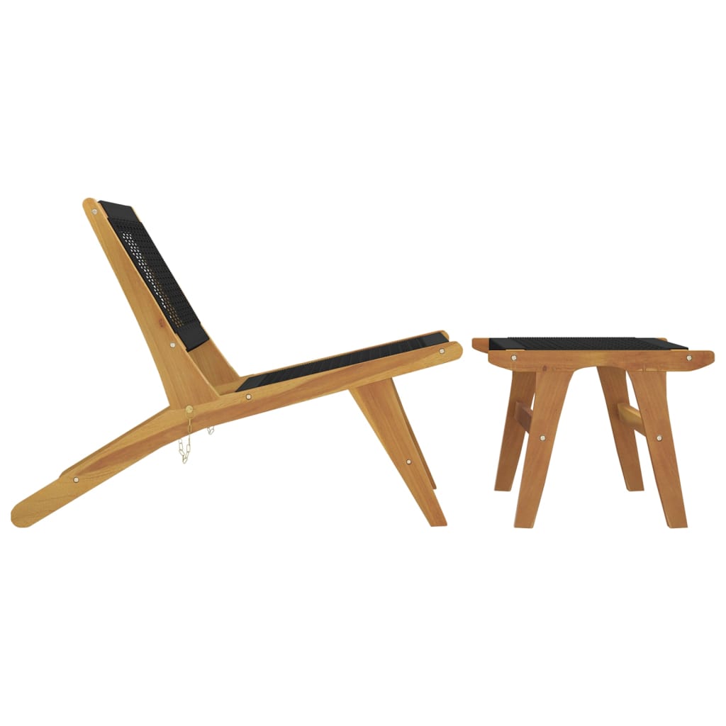 Vrtna stolica s osloncem za noge od punog tikovine i poliestera - number 4.