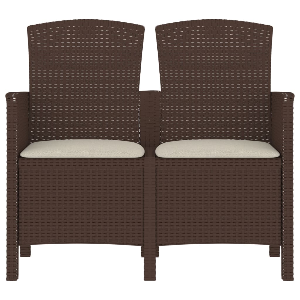 2-personers havebænk med hynder polyrattan brun - number 3.