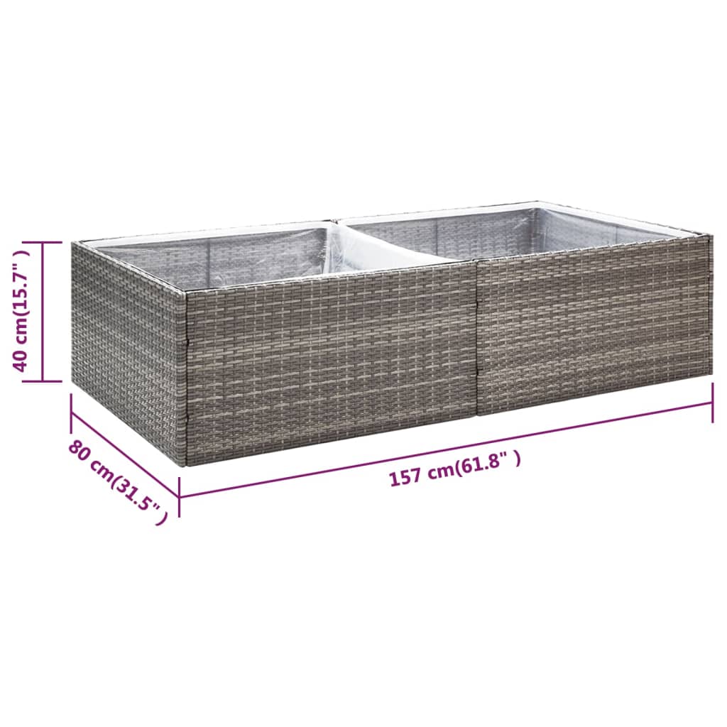 Fioriera polyrattan - grigio, 157 x 80 x 40 cm, 1 - number 7.