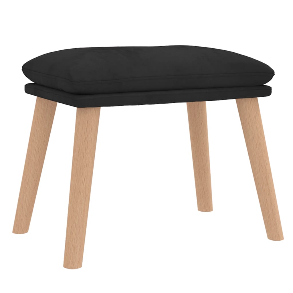 Lænestol med skammel fløjl - sort, 1, med fodskammel - number 5.