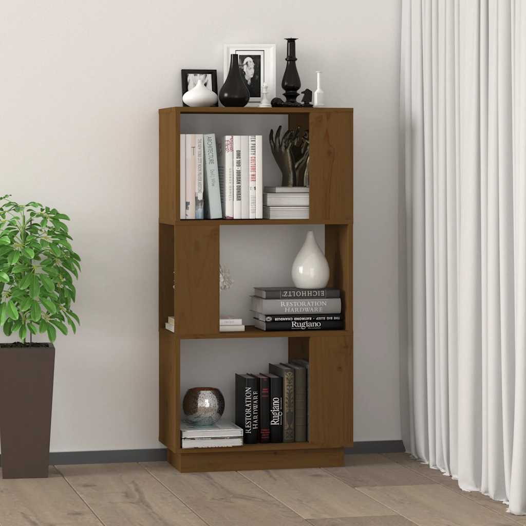 Bookcase/room divider 51x25x101 cm solid pine golden brown - honey colored, 1 - number 3.