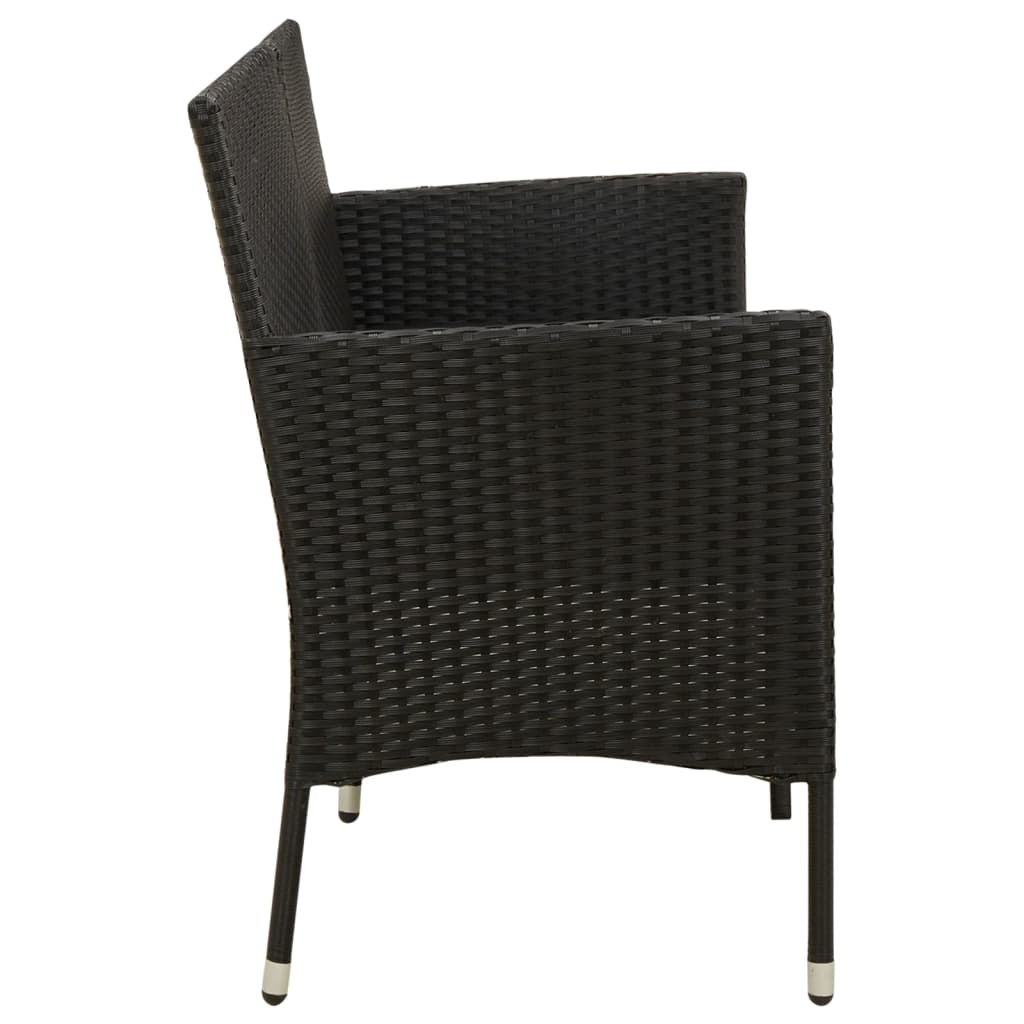 Sofa ogrodowa 3-osobowa z poduszkami polirattan - czarna, 1 - number 4.