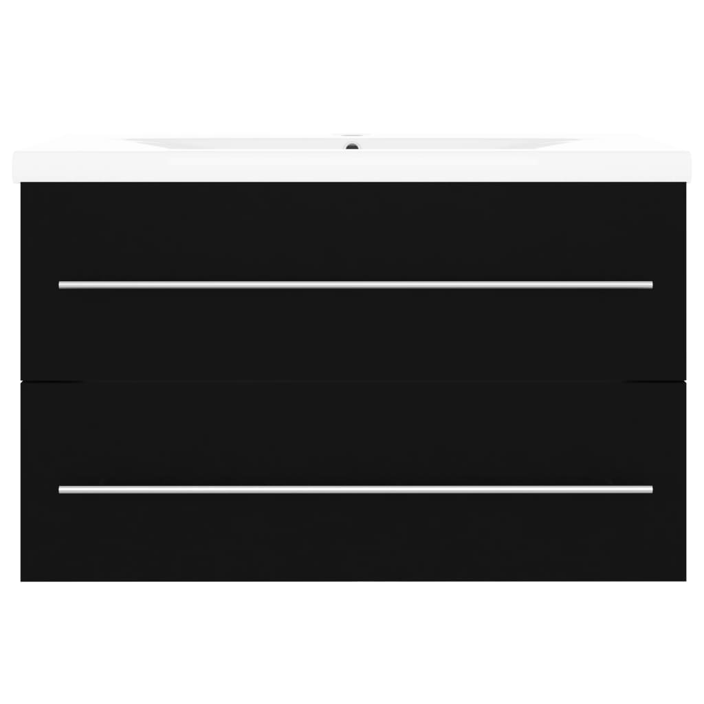 Ormar za pranje ugrađenim - u ručno pranje ploče - crno, 80 x 38,5 x 48 cm, 1, bez slavine - number 5.