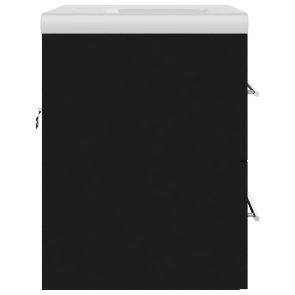 Vaskeskab med indbygget håndvask spånplade sort - number 7.