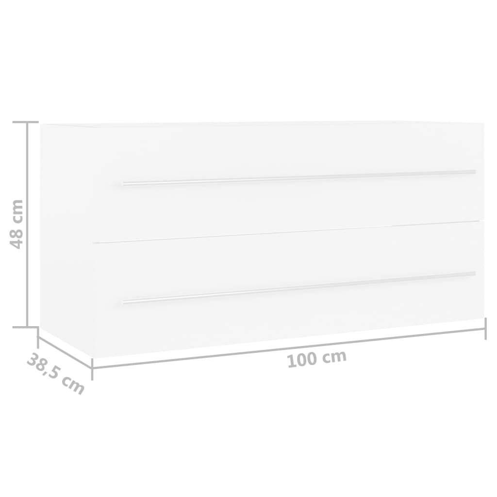 Vaskeskab med indbygget håndvask konstrueret træ hvid - number 12.