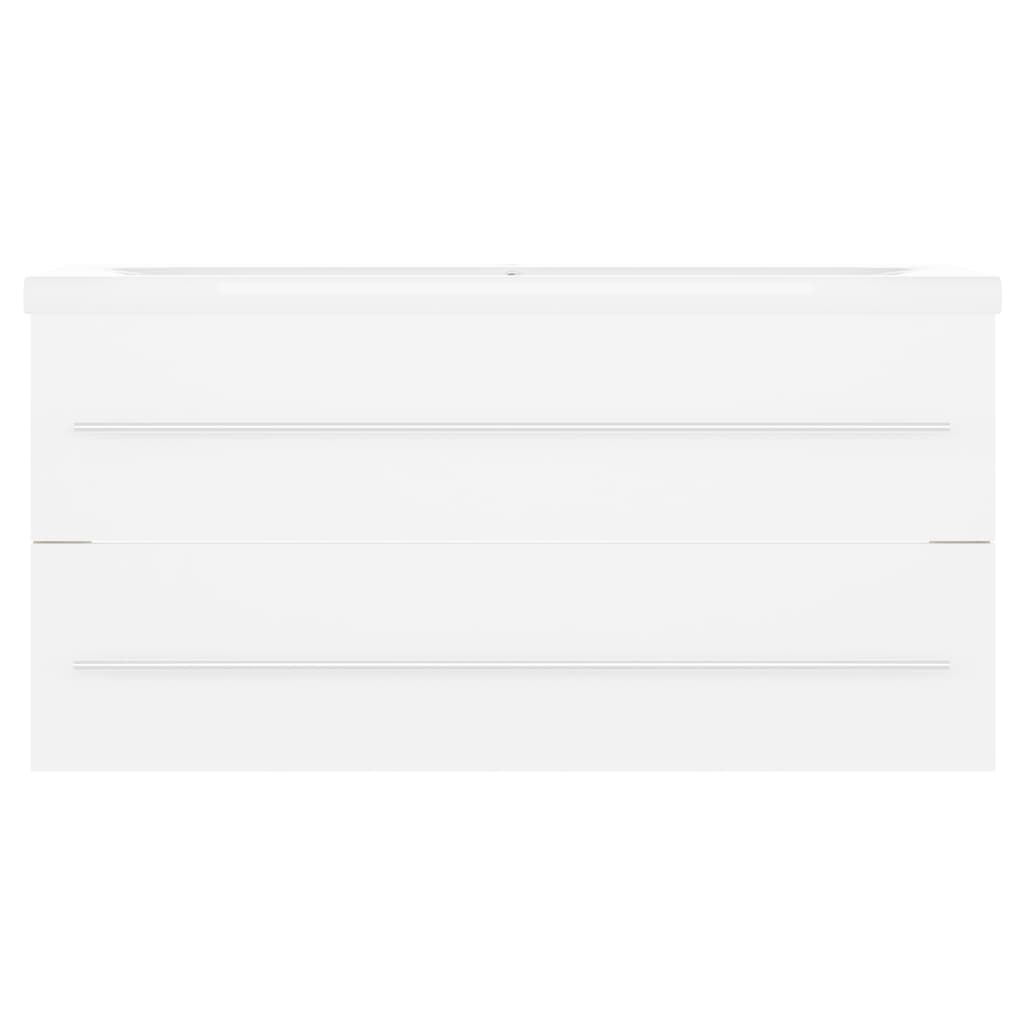 Vaskeskab med indbygget håndvask konstrueret træ hvid - number 5.