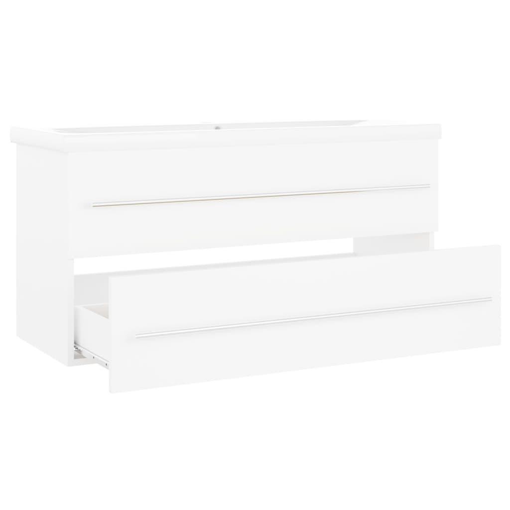 Vaskeskab med indbygget håndvask konstrueret træ hvid - number 8.