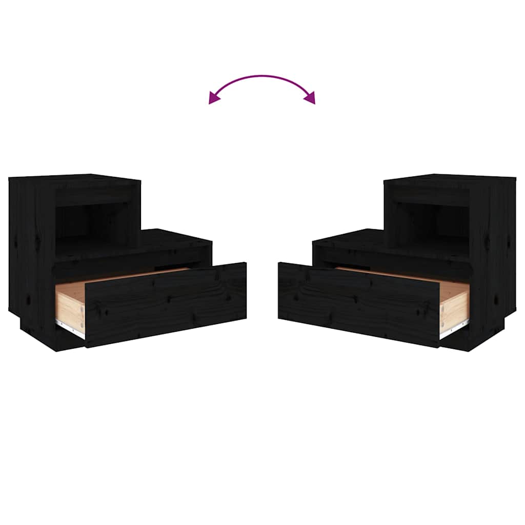 Nattbord stk. 60x34x51 cm massiv furu - svart, 2 - number 10.