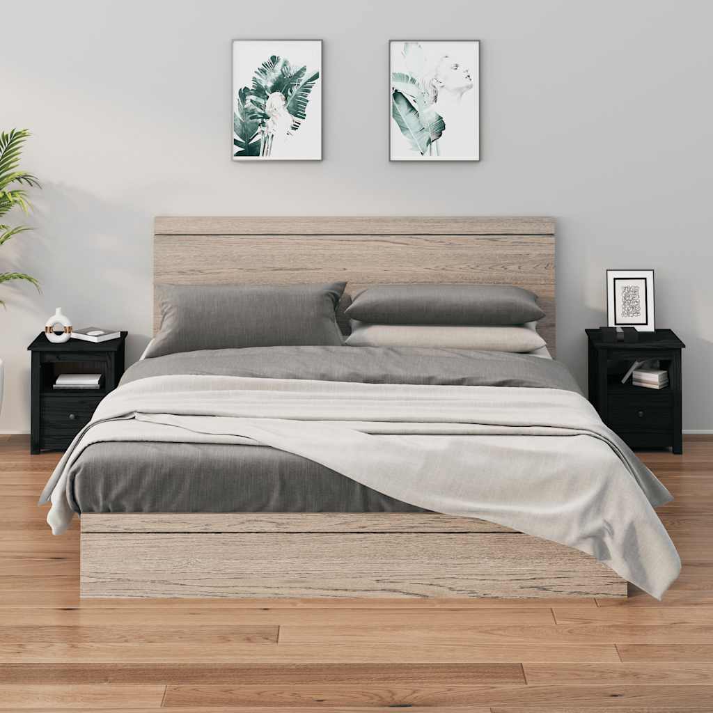 Sengeborde 2 stk. 40x35x49 cm massivt fyrretræ sort - number 1.