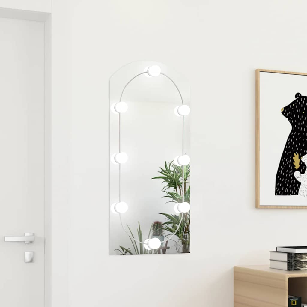 Miroir avec lampes led glass - 90 x 45 cm, 1, avec led, courbe - number 1.