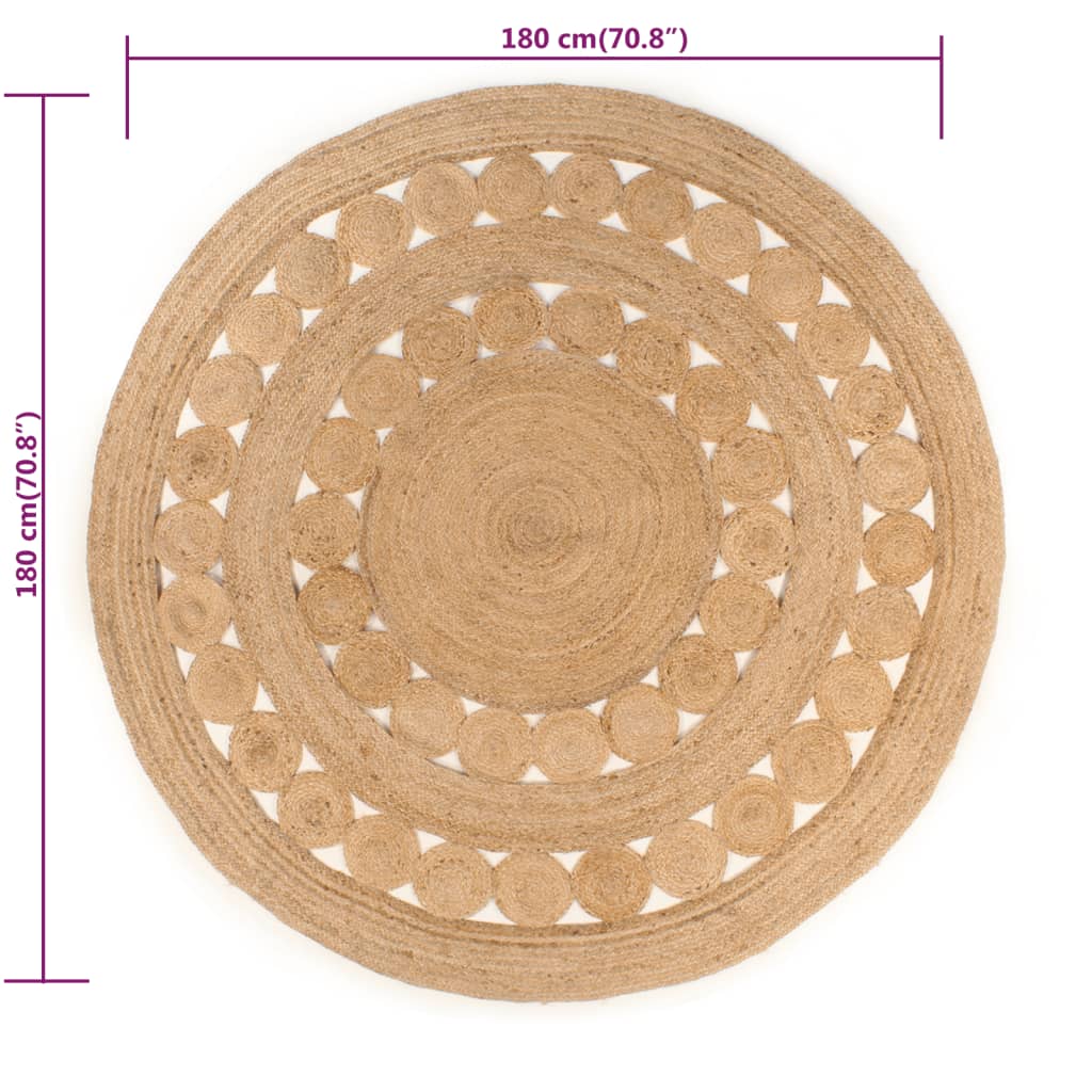 Tapis rond en jute tressé - 180 cm - number 6.