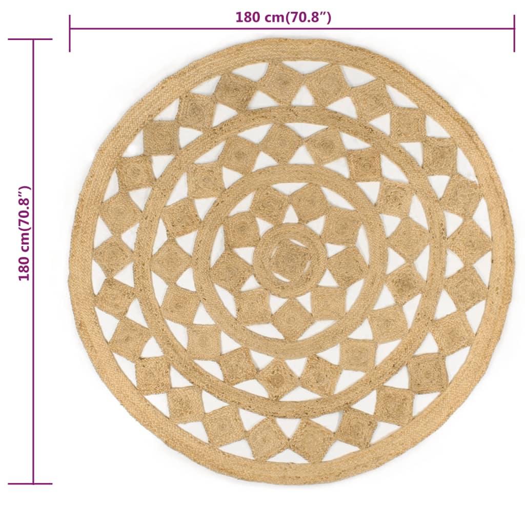 Tapis fait main en jute tressé - 180 cm - number 6.