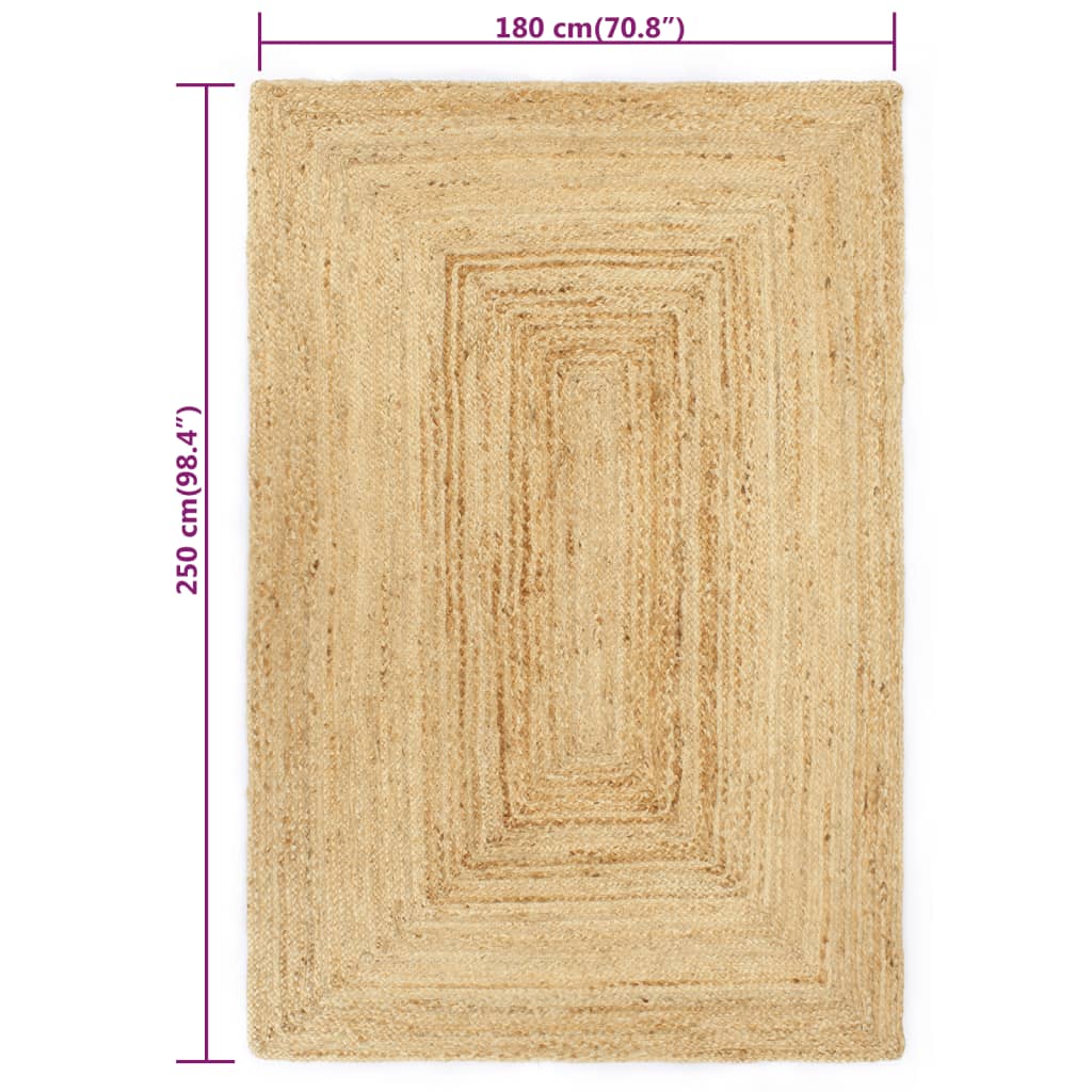 Tapis en jute fait main - 180 x 250 cm - number 5.