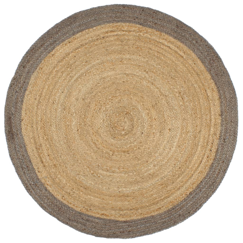 Tapis fait main avec bordure en jute - gris, 210 cm - number 1.