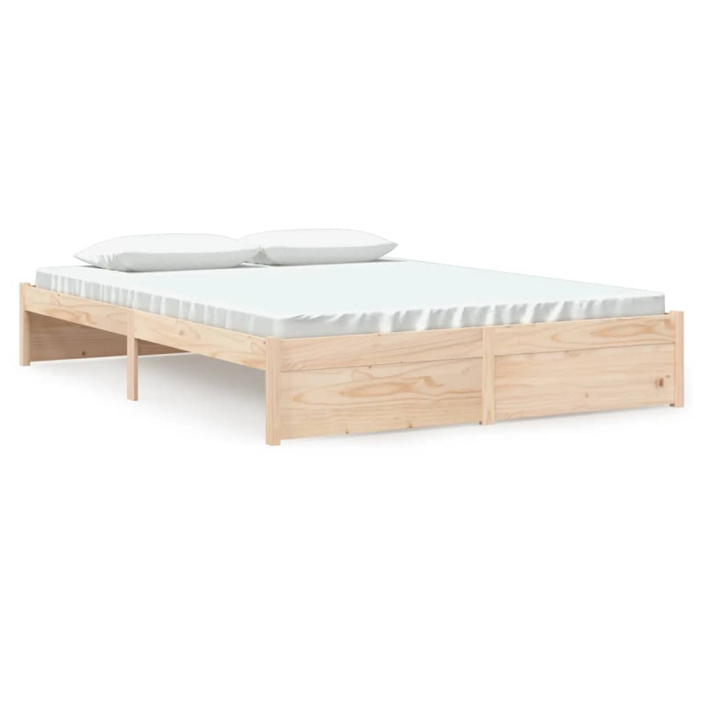 Bed frame solid wood - natural colored, 150 x 200 cm - number 2.