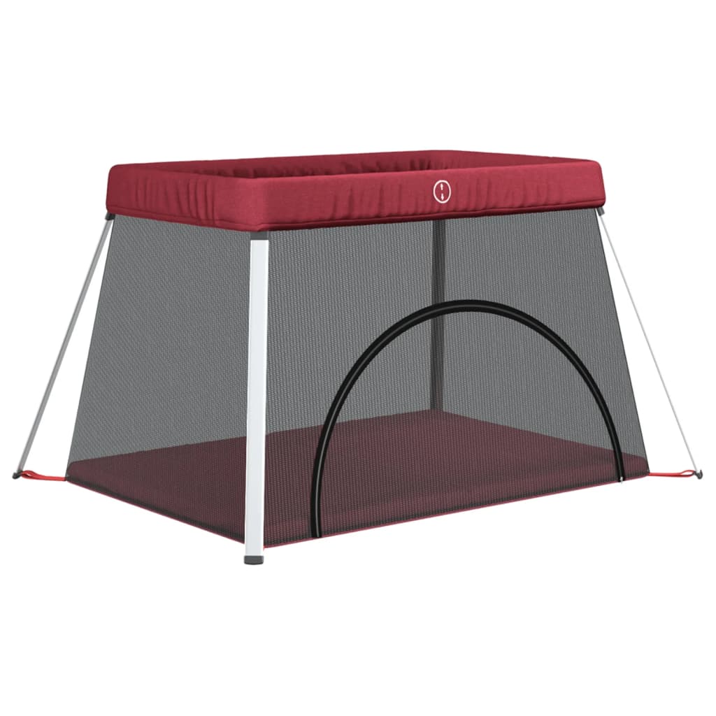 Ogradica za igranje s madracem lanena tkanina - crvena - number 2.