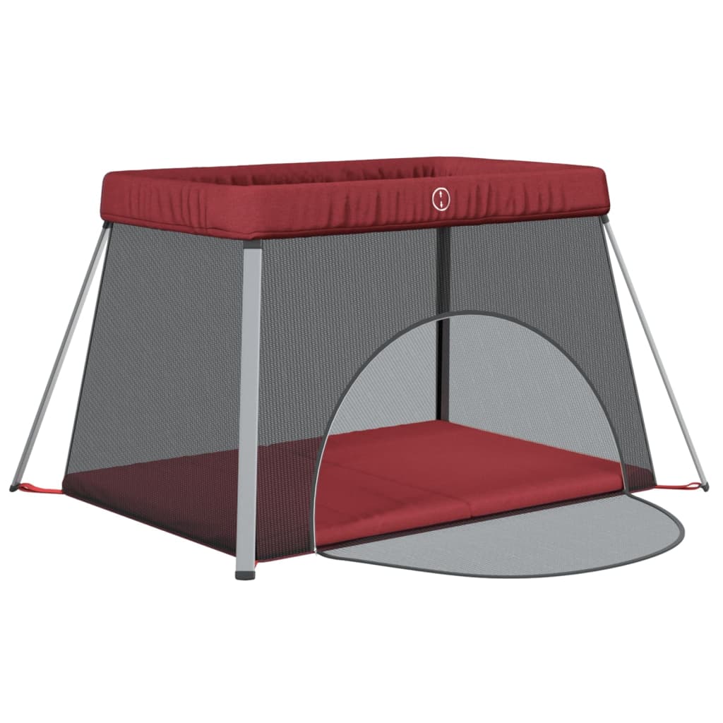 Ogradica za igranje s madracem lanena tkanina - crvena - number 4.