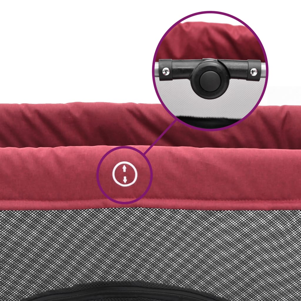 Ogradica za igranje s madracem lanena tkanina - crvena - number 7.