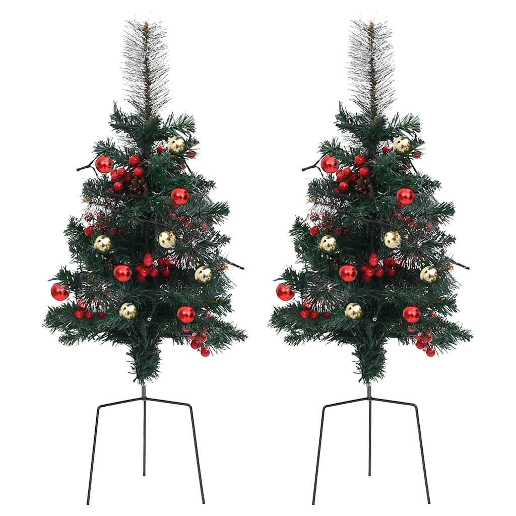 Artificial christmas trees with lights 2 pcs. for garden path 76 cm pvc - number 3.