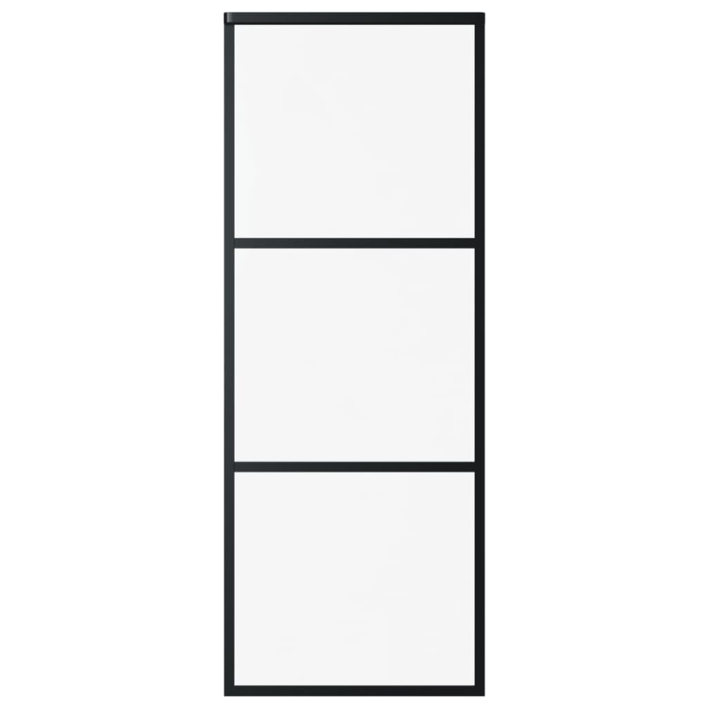 Skydedør sikkerhedsglas og aluminium sort - 76 x 205 cm, 1, 2 horisontale stænger - number 2.