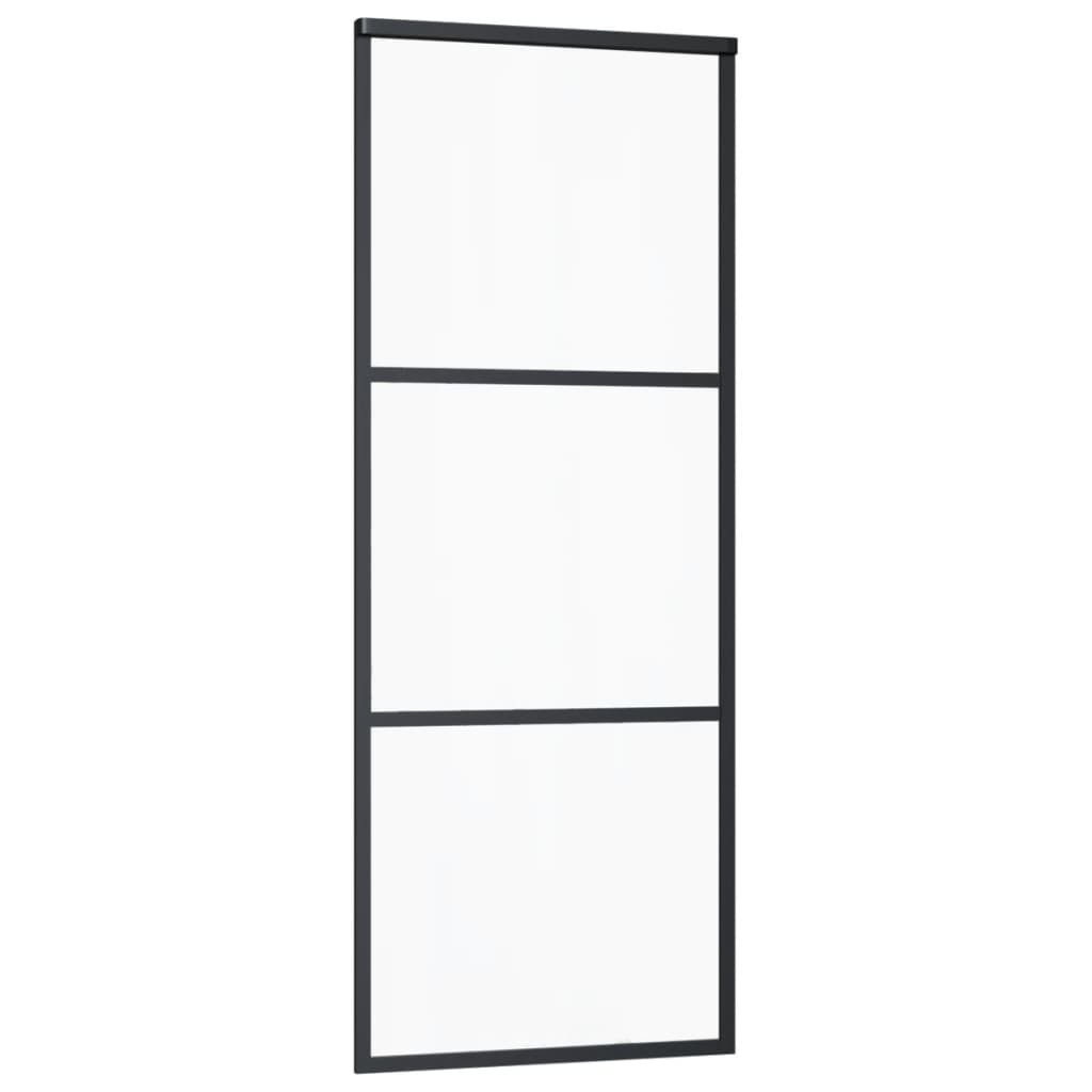 Skydedør sikkerhedsglas og aluminium sort - 76 x 205 cm, 1, 2 horisontale stænger - number 3.