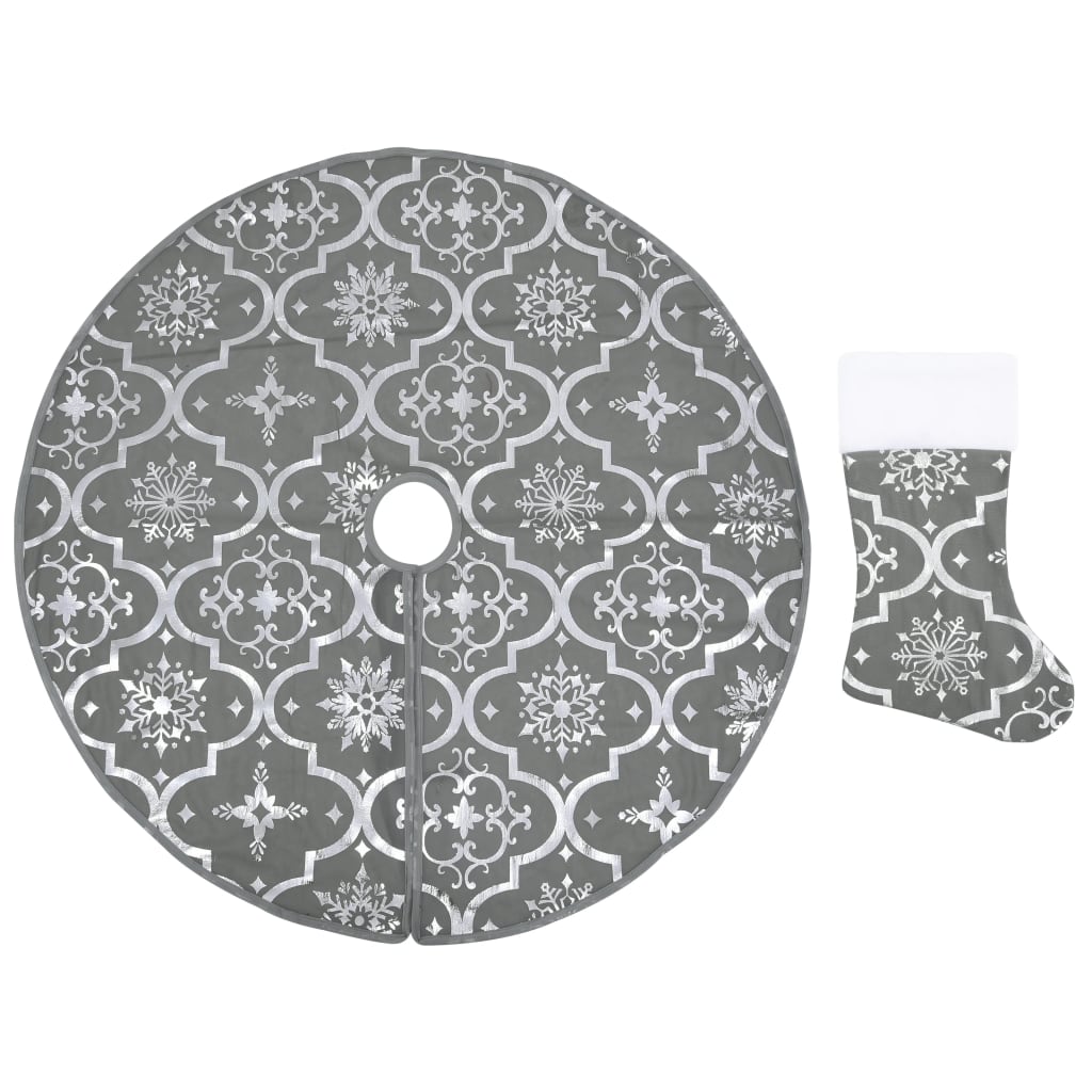 Luxurious christmas tree foot cover with christmas stocking fabric - grey, 90 cm, 1 - number 2.