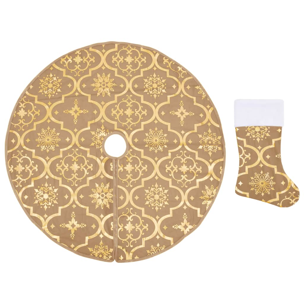 Luxurious christmas tree foot cover with christmas stocking fabric - yellow, 90 cm, 1 - number 2.